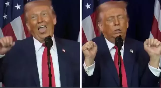 Trump's movements, mimicking a weightlifter on the podium, are unbelievable.