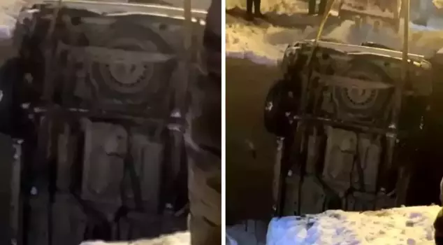 خرج عن السيطرة بسبب التجمد وسقط من الجسر.