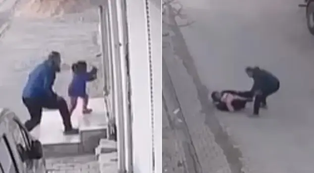 Horror in the middle of the street! Attacked the woman with a baby and the child.