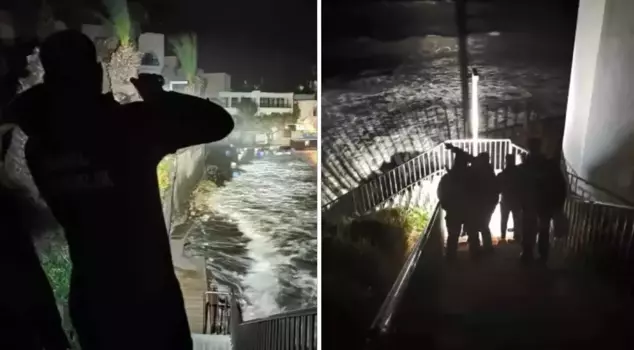 The storm knocked the workers on the pier into the sea! One person lost their life.