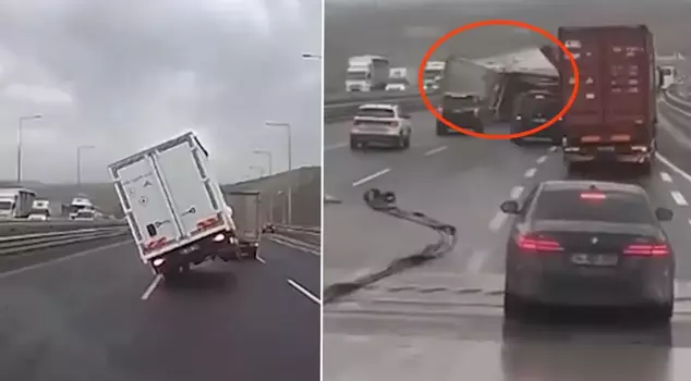 Сила ветра не выдержала даже многотонные машины: грузовики перевернулись на автостраде.