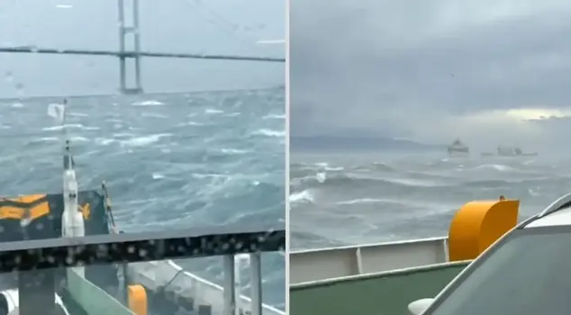 العبّارة العائمة في يالوفا تتقاذفها العاصفة! الركاب محاصرون منذ ساعتين.