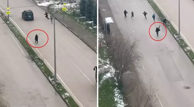 طارد سائق حافلة خاصة للأطفال بعصا في بورصة