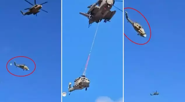 تحطمت مروحية إسرائيلية أثناء نقلها في الهواء.