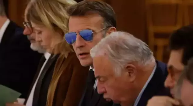 Surprising image of Macron: He attended the meeting wearing sunglasses.