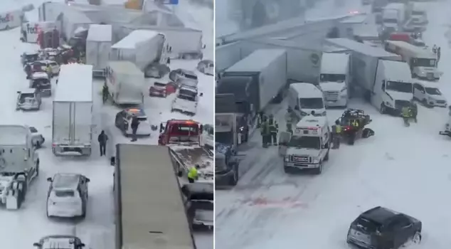 The highway turned into a battlefield: more than 100 vehicles collided with each other.