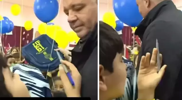 The shocking move of the child asking for an autograph from Sadettin Saran.