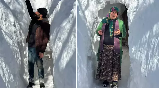 الصورة من تركيا! سمك الثلج تجاوز المتر، ويصل إلى المنازل عبر النفق.