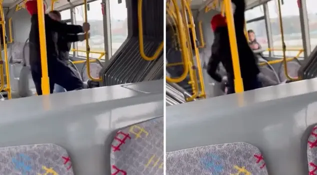 Подозреваемый, который избил молодого человека, с которым он спорил в автобусе, был задержан.