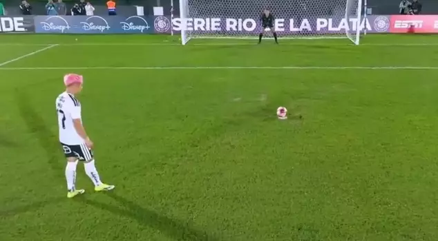 The football player who stepped up to take the penalty experienced the shock of his life.