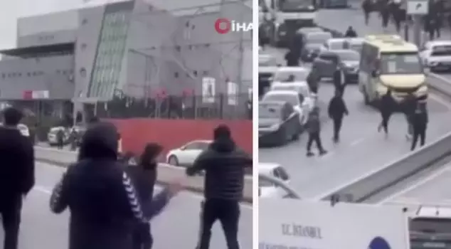 An incident in the heart of Istanbul! The match is over, stones and sticks are flying in the air.