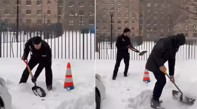 New York Mayor Mamdani participated in snow removal efforts.