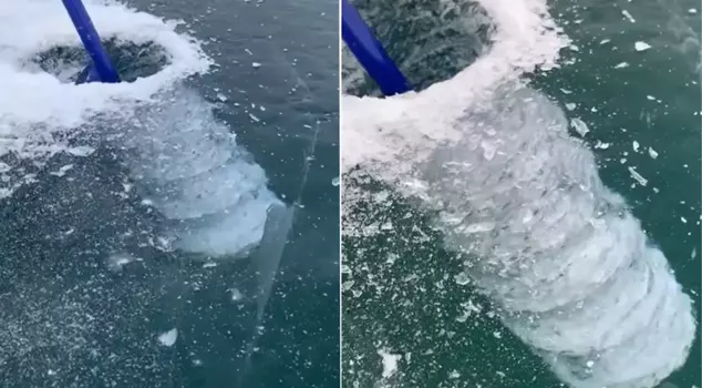 Visual feast at Lake Baikal: The ice layer descending meters deep amazed everyone.