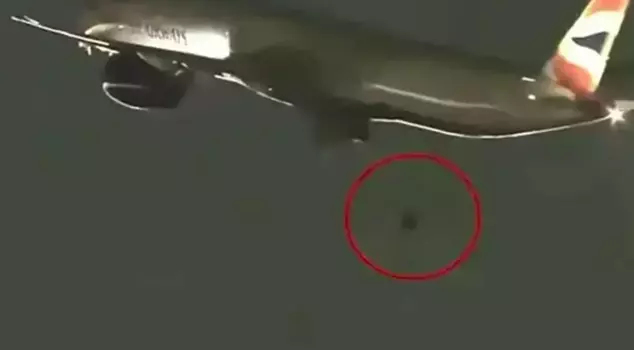 The wheel of the departing passenger plane fell off.