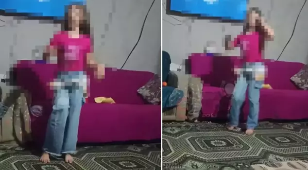 What a mother she is! She made her little girl dance live for money.