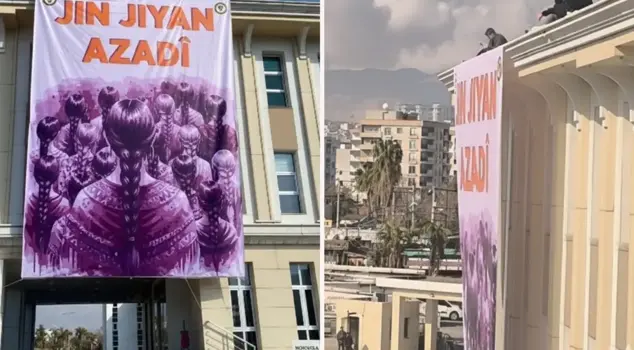 The police removed the banner hung by the HDP-affiliated Cizre Municipality.