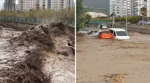 Terrifying images from Mersin, which was hit by a flood.