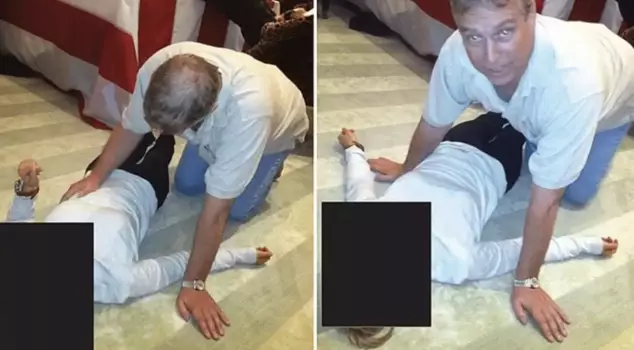 Shocking detail about Prince Andrew in the new Epstein documents! He is leaning over the woman on the ground.