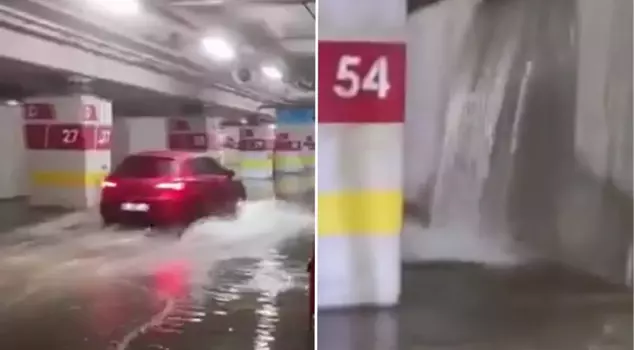 تحت مياه موقف سيارات مستشفى أضنة الحضري.