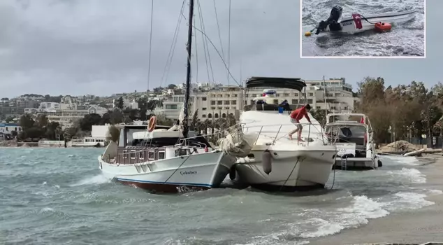 They were tossed like leaves in a storm: 8 boats crashed ashore in Bodrum.