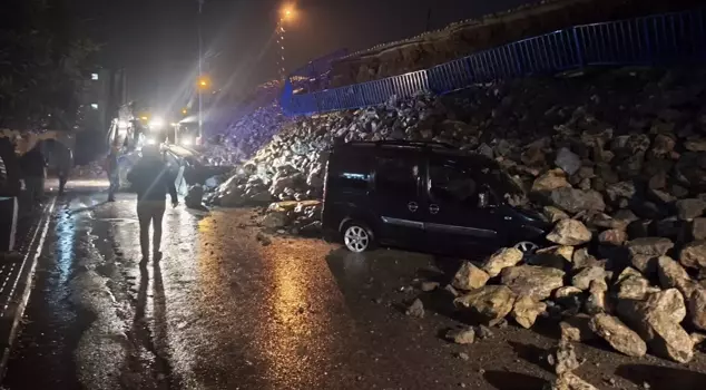 In Hatay, a retaining wall collapsed onto parked vehicles.