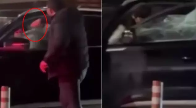 He punched the windshield of the SUV the woman was in! Citizens watched like it was a movie.