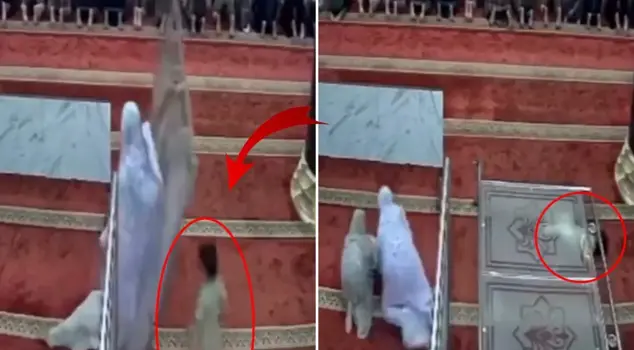 The joking in the mosque was almost killing the little child.