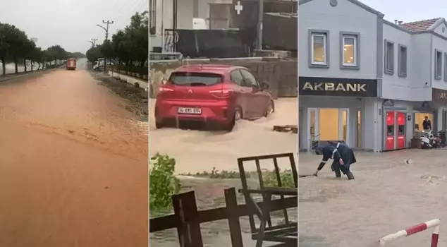 After the downpour, land and sea merged in Çeşme.