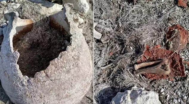 The water was drawn, and human bones burst forth from the cubes.