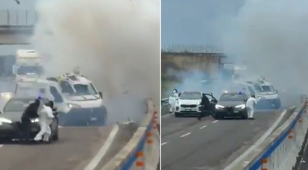 رعب على الطريق السريع! حاولوا تفجير السيارة المدرعة وسرقتها.