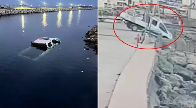 The enforcement vehicle flew into the sea like this after not receiving a response.