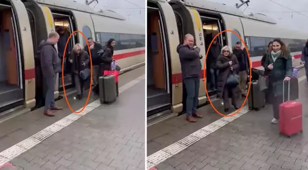Surprise passenger on the Berlin-Munich train, Hillary Clinton chose public transport.