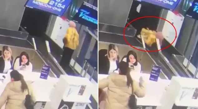 A moment of distraction could have cost him his life! The staff were shocked to see a passenger instead of a suitcase.