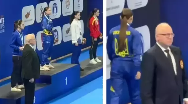Ukrainian European Champion refused to take a photo with the Russian athlete.