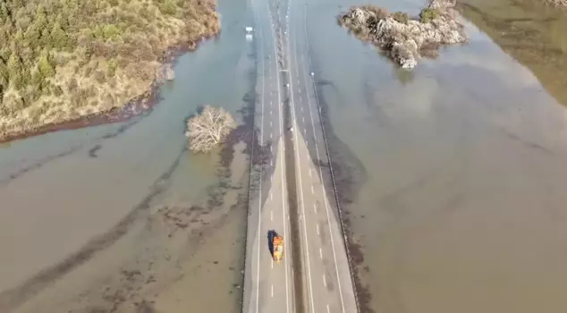 The Antalya-Konya road was flooded.