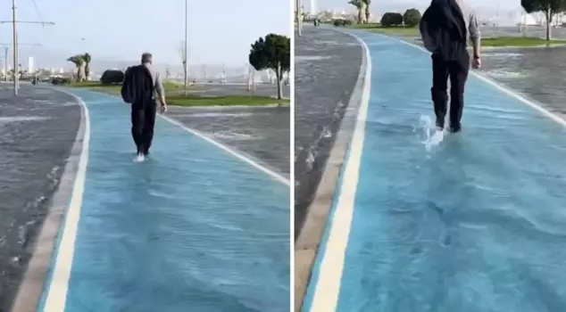 Rain paralyzed life in Izmir, turning roads into lakes.