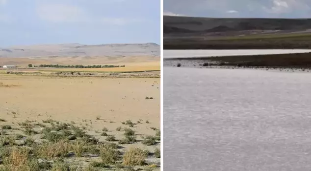 The dried lake has started to hold water again after 4 years.