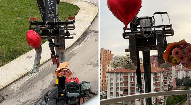 He forgot February 14th and won his wife's heart with a construction machine.