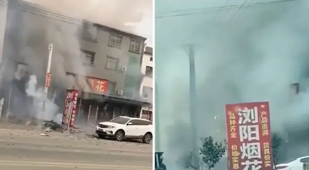 Twelve people died in an explosion at a fireworks store in China.