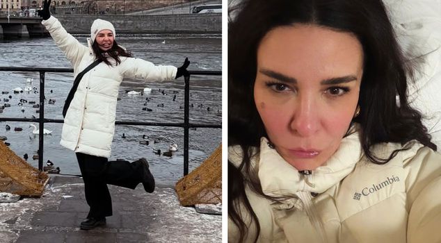 Известная певица Фатма Тургут лицо стало таким от холода.