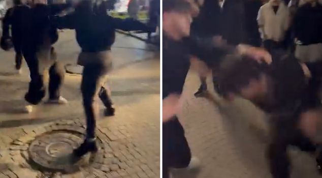 A fight that broke out between two groups after iftar in Başakşehir was captured on camera.