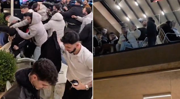 The fight that turned the café into a battlefield! They watched while drinking coffee.
