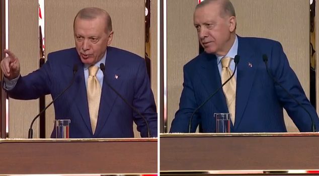 أردوغان، عندما رأى القميص الذي تم فتحه، قطع حديثه بهذه الطريقة.