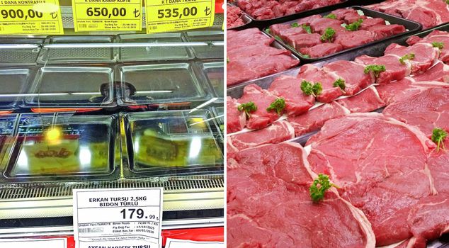 There is a label, but the shelf is empty: Cheap meat is no longer available to the citizens, they took it all.