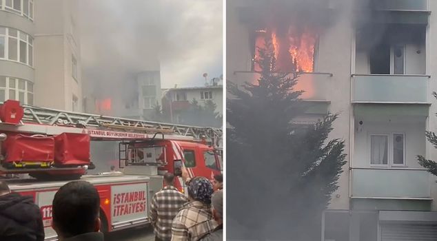 Fire in a 4-story building in Maltepe! 4 people trapped were rescued.