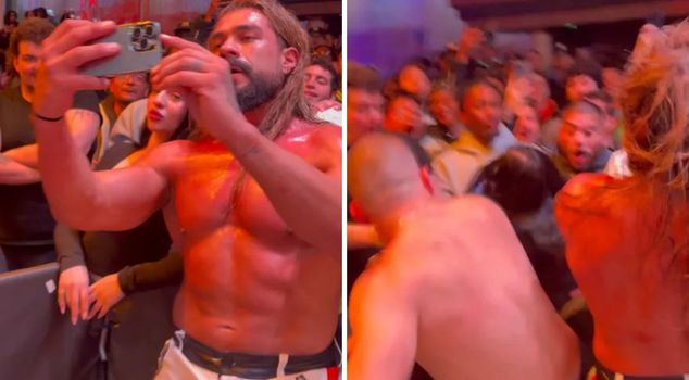 Боксер ударил ногой в лицо женщине, которая фотографировала его соперника.