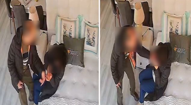 ضرب زوجته في متجر الأثاث