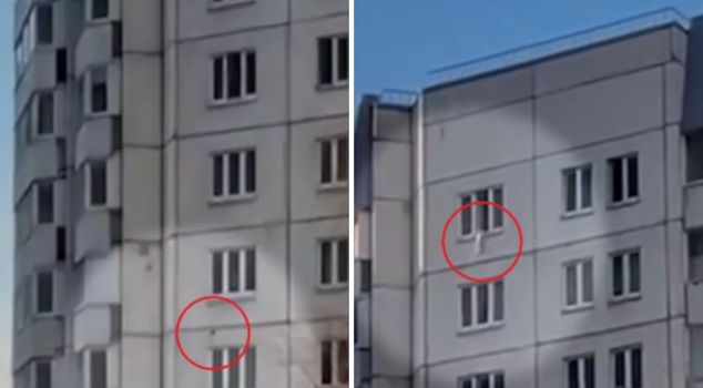 The baby fell from 33 meters, and two female nurses caught it in the air with a coat.