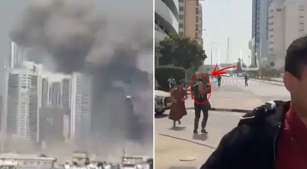 The latest situation in Abu Dhabi, hit by Iran! She ran to the shelter with a child in her arms.