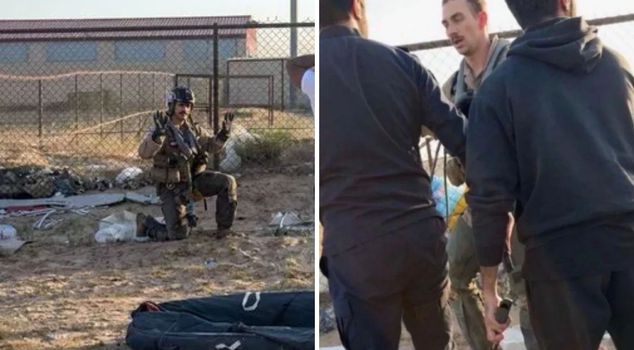 The American pilot whose plane was shot down in Kuwait narrowly escaped being lynched.